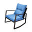 Chaise berçante d'extérieur 3 pièces avec coussin bleu et table