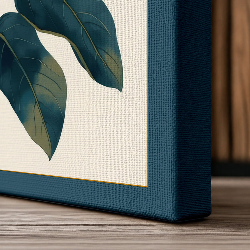 Coral Bloom Study Botanical 1 Piece Wrapped Canvas Wall Art, 36x24 - 91.4 x 61.0 cm, Teal Border