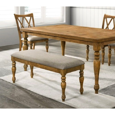 Banc en bois d'hévéa de style antique, sièges confortables, pieds rétro, table de salle à manger l 47 po de large convenant à un vestibule, table de 18 po de hauteur