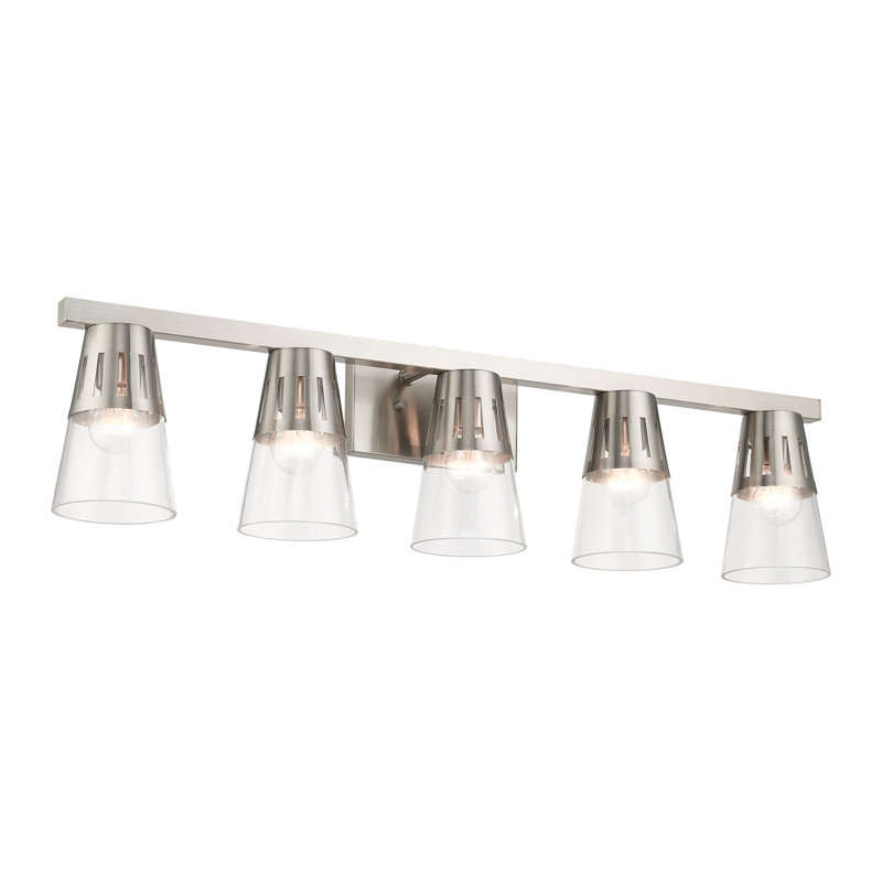 Éclairage pour meuble-lavabo à 5 lumières Yohan, Nickel brossé