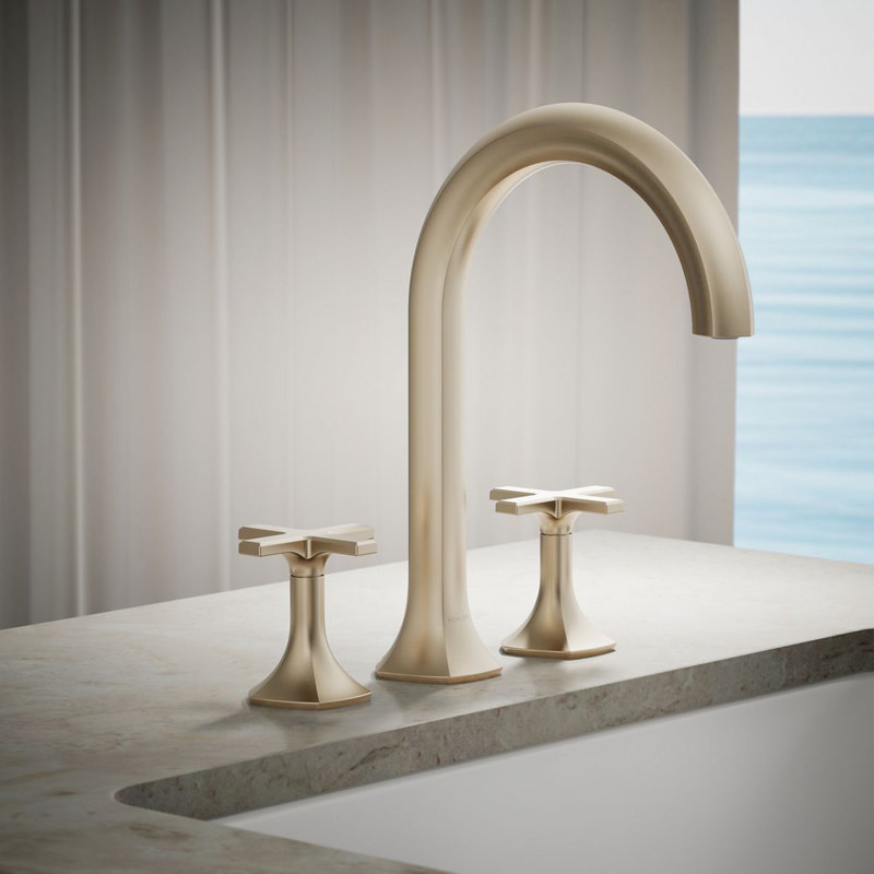 Poignées de robinet de salle de bain à fixation sur le comptoir occasion, H 3,56 po x l 3,44 po, Bronze brossé