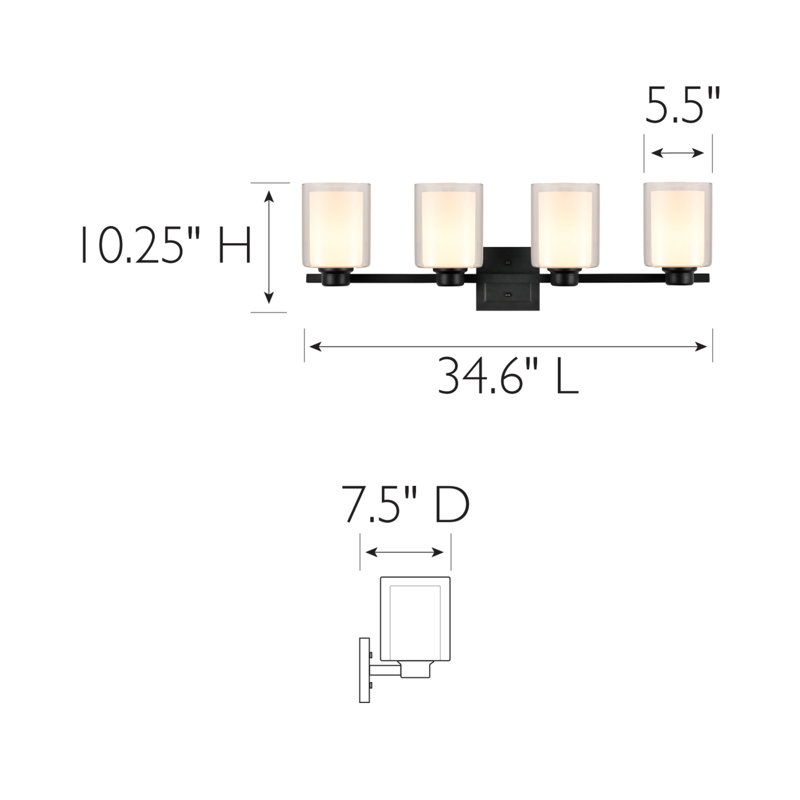 Éclairage pour salle de bain 4 lumières DEL à intensité variable Oslo, Noir mat