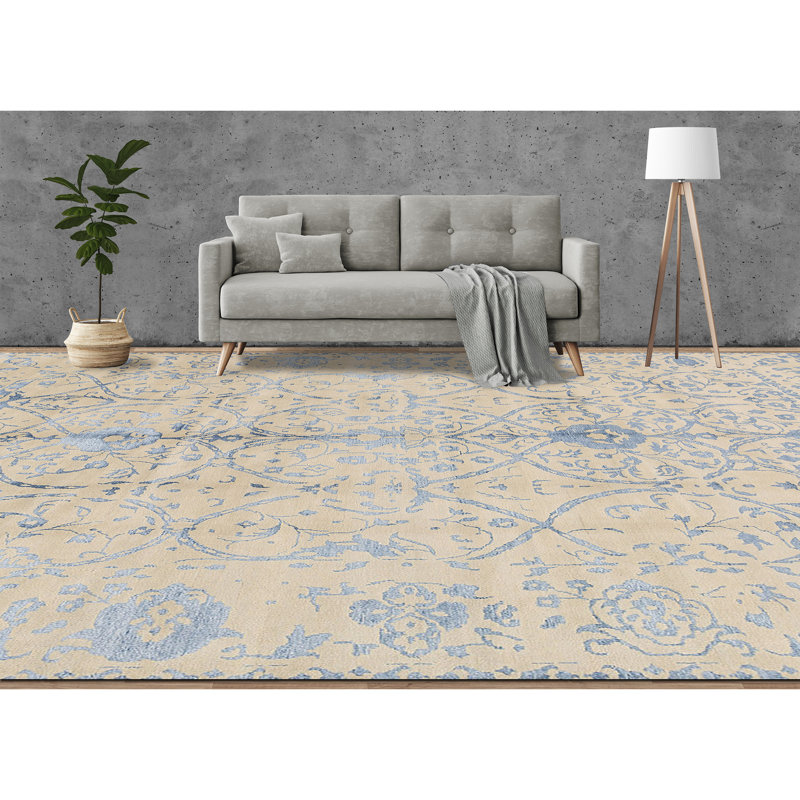 Windsom Oriental Area Rug in Beige/Blue, Rectangle 5'9" x 8'7"