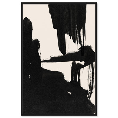 Abstract Black and White Brush Stroke Print