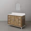 Brookhn Meuble-lavabo simple en quartz noyer lustré avec miroir Whitebrook