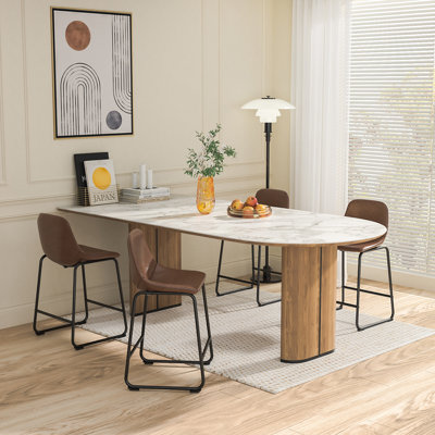 Parveena PU Leather Bar Stools With Back