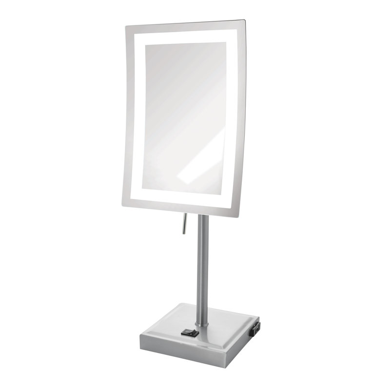 6.5" x 9" Lighted Tabletop Magnified Makeup Mirror, Plug In, Nickel