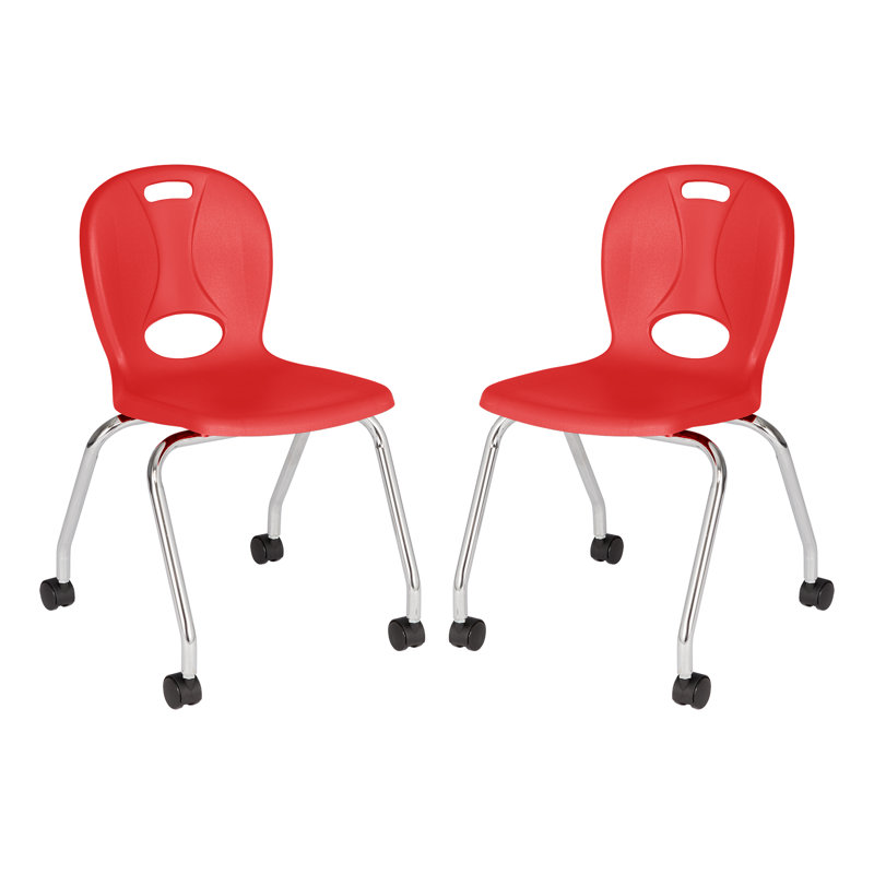 Chaise de classe avec roulettes (ensemble de 2), Bleu brillant