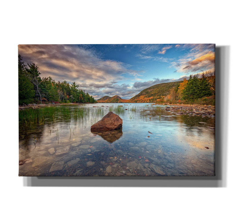«Autumn Dusk At Jordan Pond» par Rick Berk, art mural sur toile, H 40 po x l 60 po x P 1,5 po