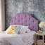 Tête de lit simple en tissu semblable au lin mauve clair - Point de diamant touffeté avec garniture cloutée et pieds réglables en métal-1479868487