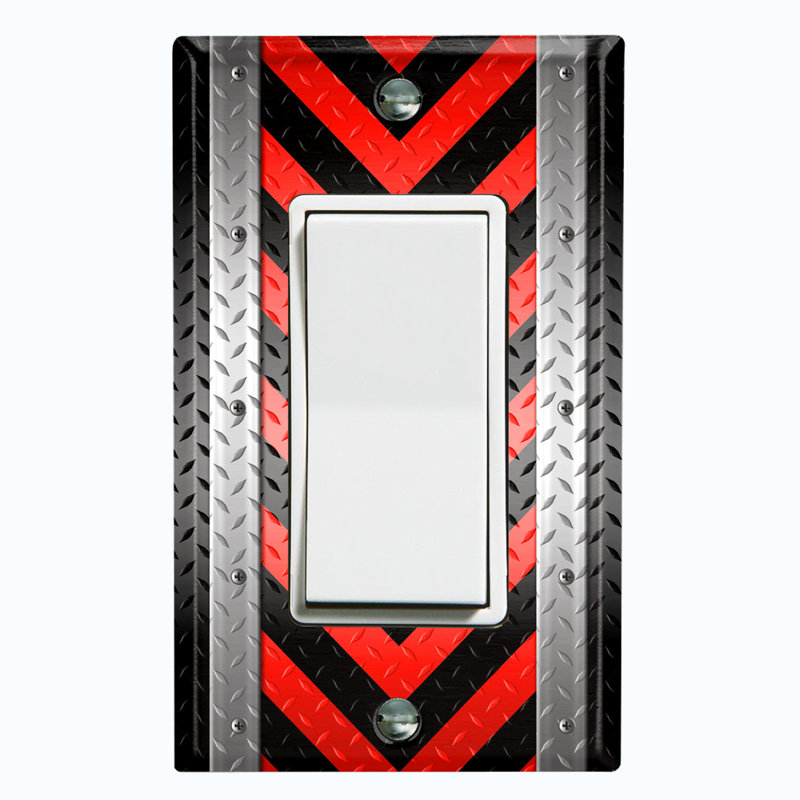 Patterned 1 - Gang Toggle Light Switch Standard Wall Plate, Red