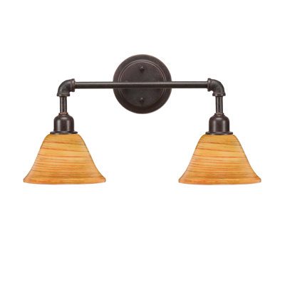 Barre d'éclairage de salle de bain 2 lumières Eilif Vintage avec verre Firré Saturn 7 "