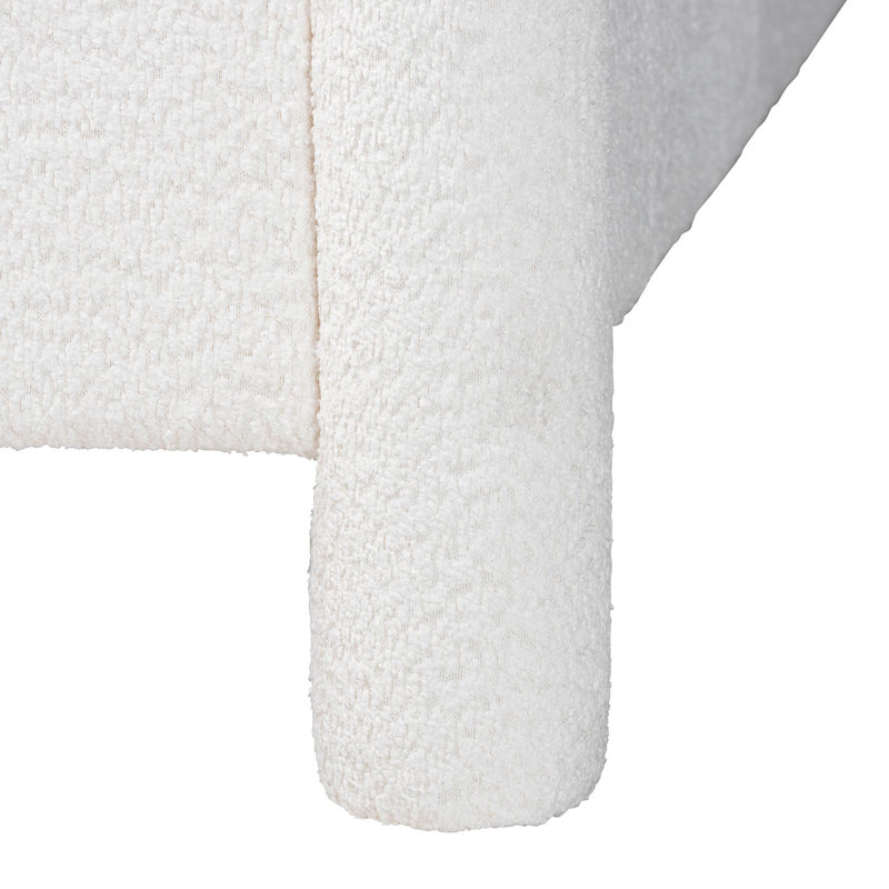 Hazeleen Baxton Studio Laria Modern White Teddy-Bear Fabric Queen Size Platform Bed, King