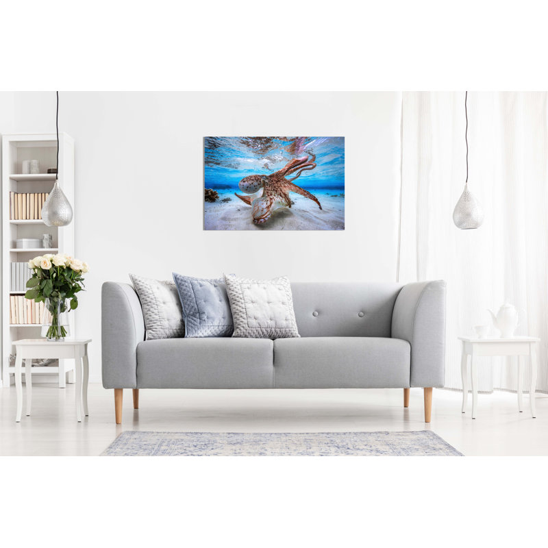 Dancing Octopus Underwater - Wrapped Canvas Print, 31cm H x 46cm W