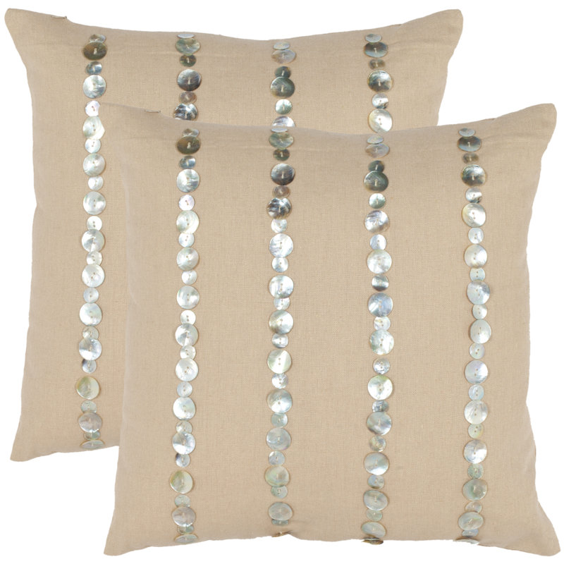 Zayden Buttons Linen Reversible Throw Pillow