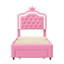 Warmth Single Bed Frame Kids Bed With LED, PU Upholstered Bed With Drawer And Adjustable Height Headboard, Platform Bed Frame With Solid Wood Slats, Easy Assembly-2111048253-2111048255