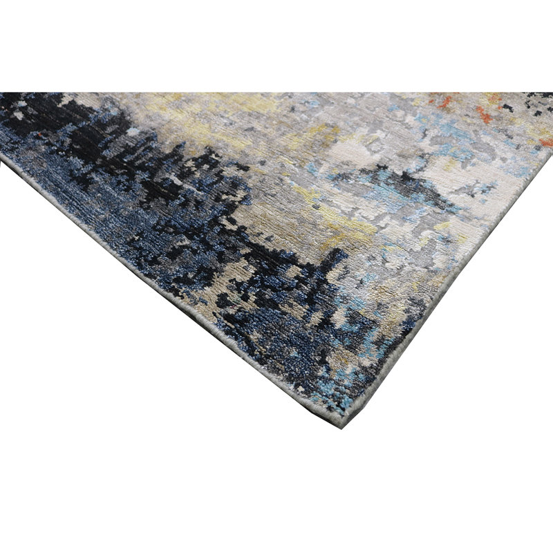 Hand Knotted Abstract Area Rug, Rectangle 6' x 8'