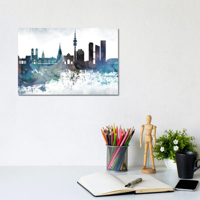 Munich Bluish Skyline by WallDecorAddict - Wrapped Canvas Gallery-Wrapped Canvas Giclée