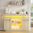 47.24" Sideboard, Modern Style Dining Sideboard, Featuring 3 Drawers And Transparent Glass Doors, With Built-In Led-Lit Display Cabinet, Including Usb Ports, Type-C Ports, And Motion Sensors.-1848830446