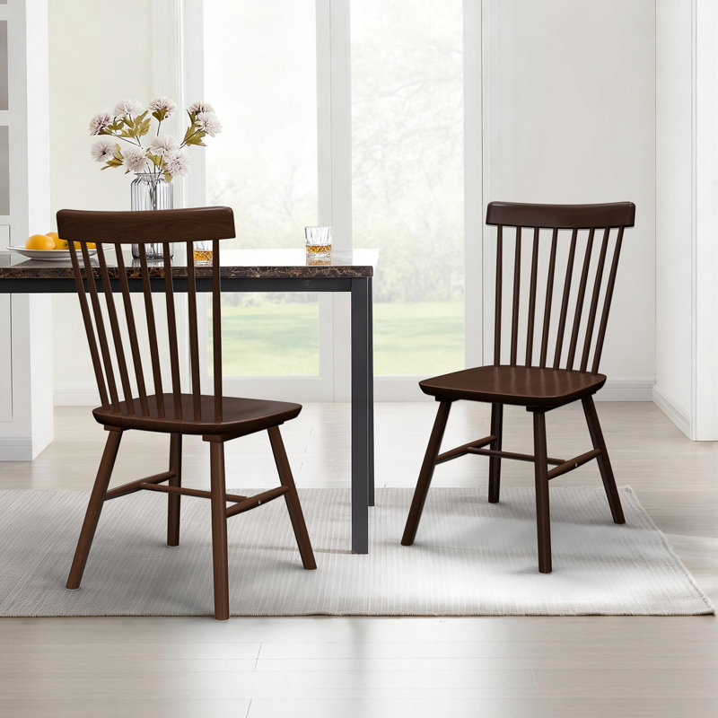 Ensemble de 2 chaises de salle à manger Windsor, 2, Brun