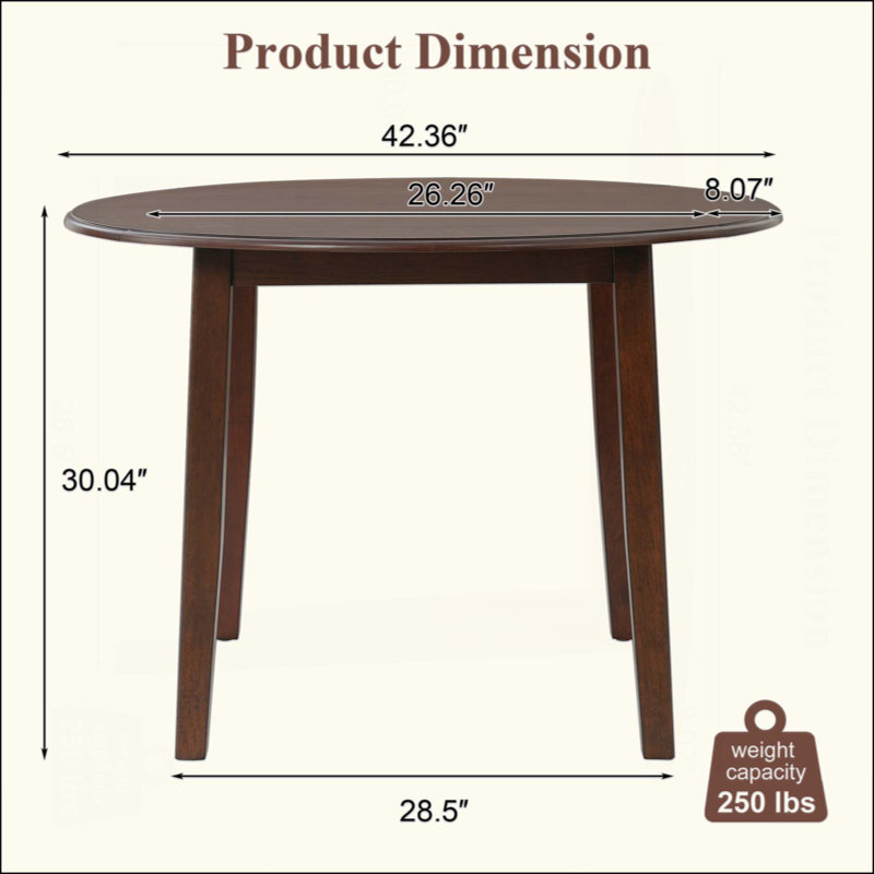 Space-Saving Extendable Folding Round Dining Table, 2-4 People Wood Table with Adjustable Size for Small Apartments & Dining Areas