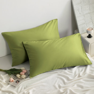 Taies d'oreiller en coton doux et respirant avec fermeture à enveloppe, housses de coussins de chambre à coucher confortables toutes saisons, paquet de 2