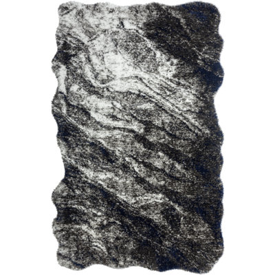 Abstract Shag Black/Grey Area Rug