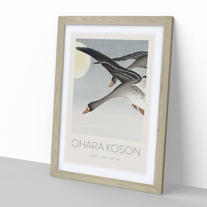 Geese in Flight 1 Piece Single Picture Frame Wall Art, 36cm H x 27cm W x 2cm D, Oak Framed