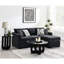 Canapé d'angle convertible gris foncé avec accoudoirs arrondis, siège à ressorts ensachés et quatre coussins décoratifs contemporains - Configuration