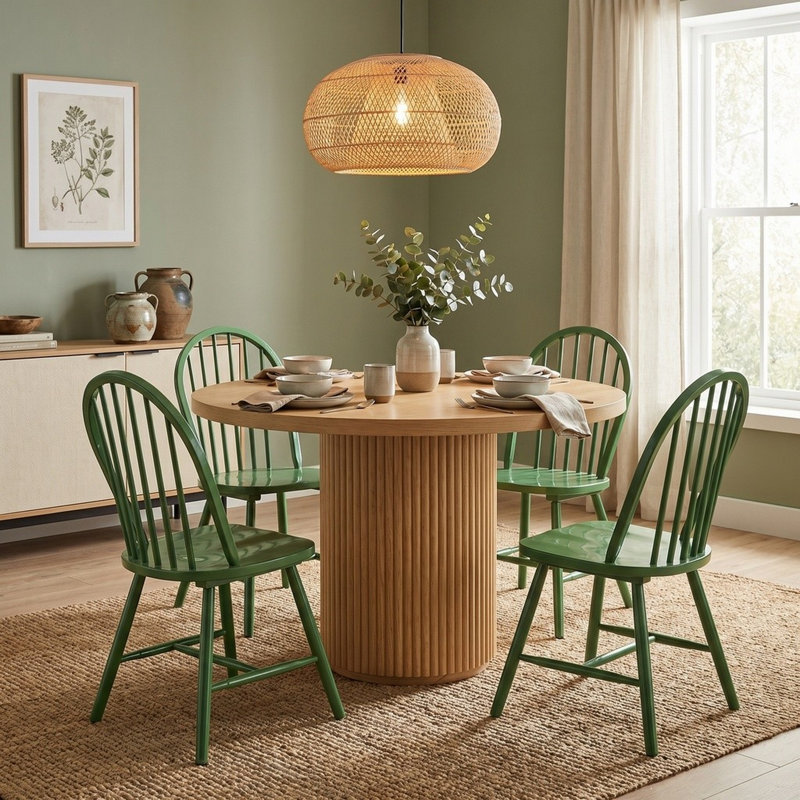 Ensemble de 2 chaises de salle à manger en bois massif vert