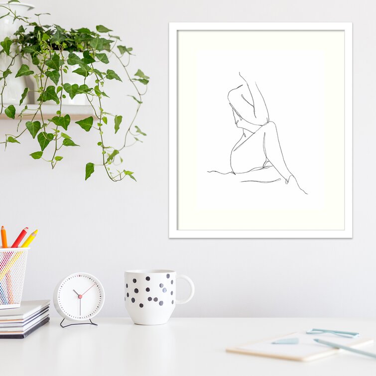 Nude Contour Sketch I Framed On Paper by Ethan Harper Print