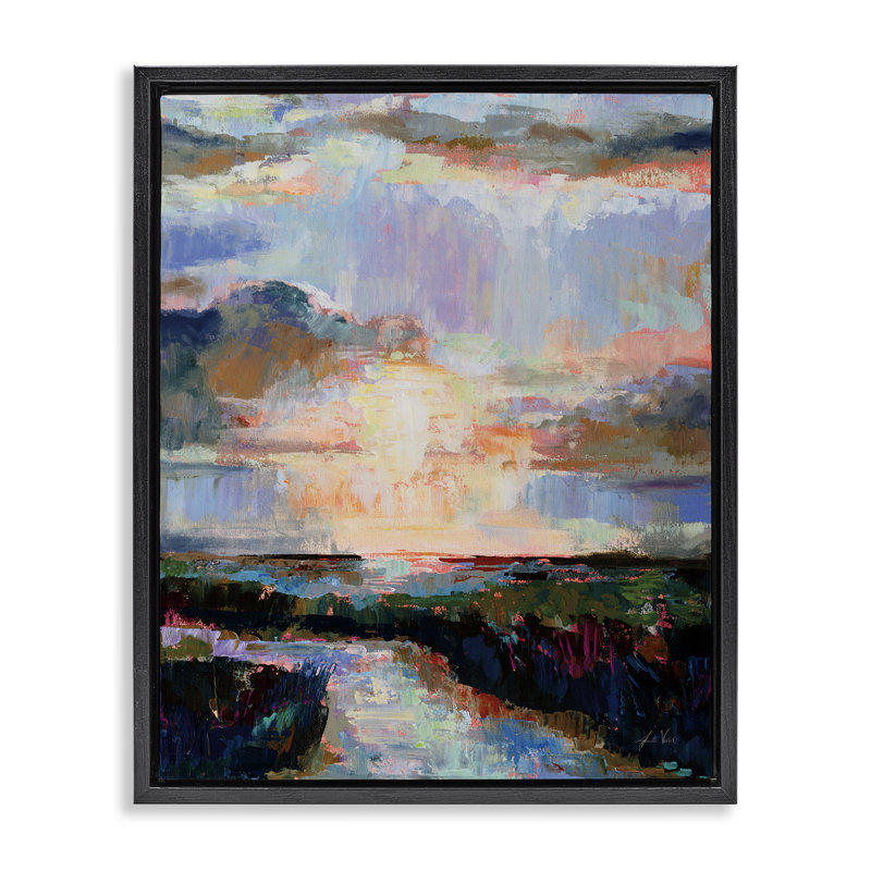 "Sunlit Tide" par Jeanette Vertentes, Cadre flottant noir de jais, H 21 po x l 17 po