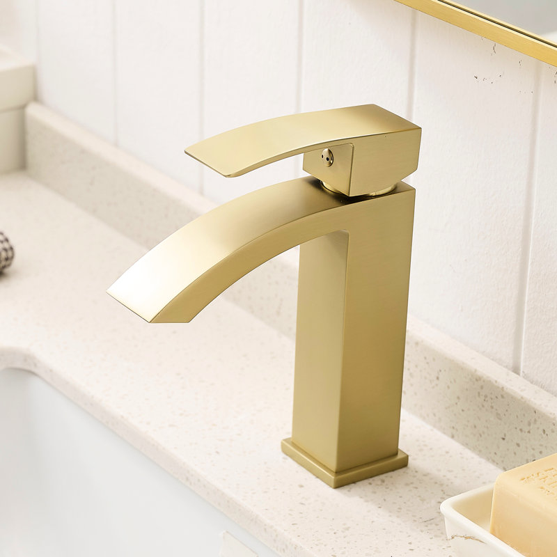 Robinet géométrique en forme d'or brossé - côté, poignée pour salle de bain, pour lavabo