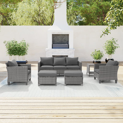 Jonson Wicker 5 - Person Patio Conversation Set with Cushions