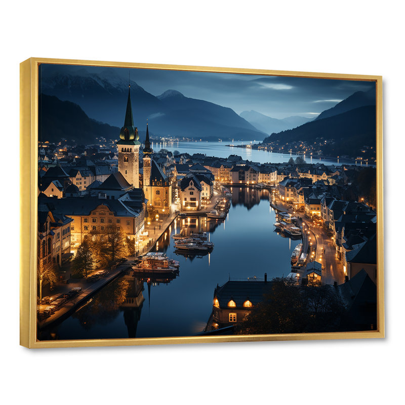Faux de l'Allemagne, Allemagne, Alesund, art mural, Cadre flottant doré, H 30 po x l 40 po x P 1,5 po
