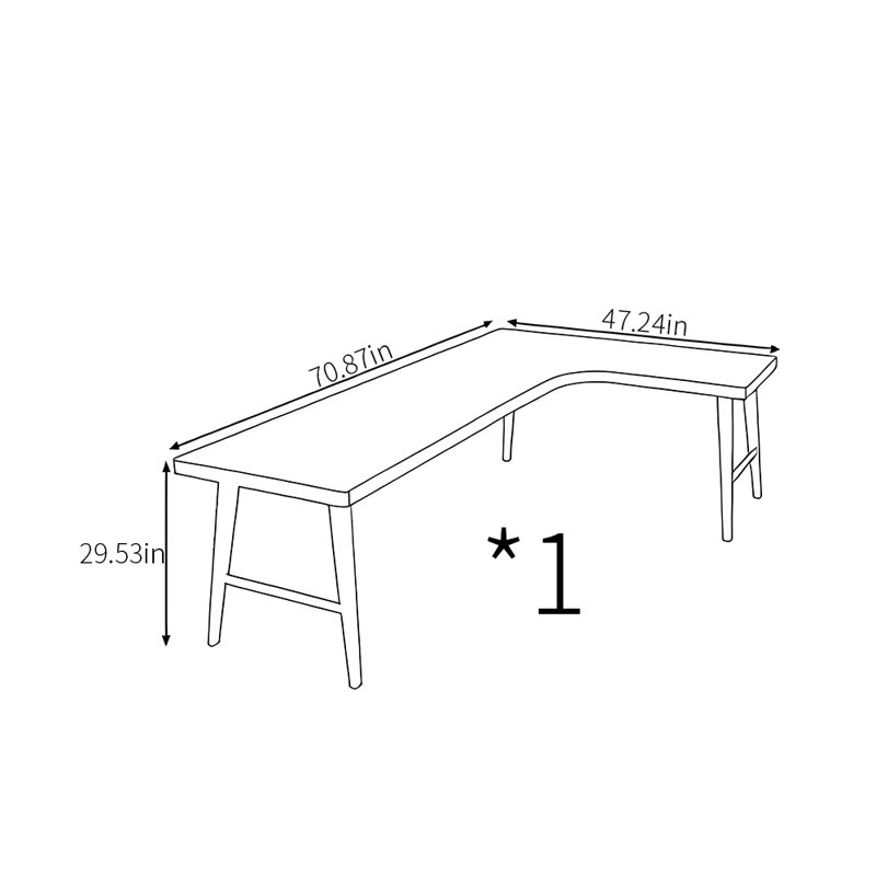 Bureau de style moderne, H 29,53 po x l 70,87 po x P 47,24 po