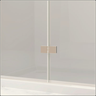 Bifold Shower Door,  1/4"(6Mm)  Tempered Glass, Aluminum Frame, Explosion Proof Film
