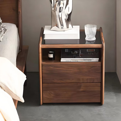 Solid Wood Nightstand North American Black Walnut Night Stand Modern Bedroom Furniture Classic Design Easy Assembly Bedroom Cabinet
