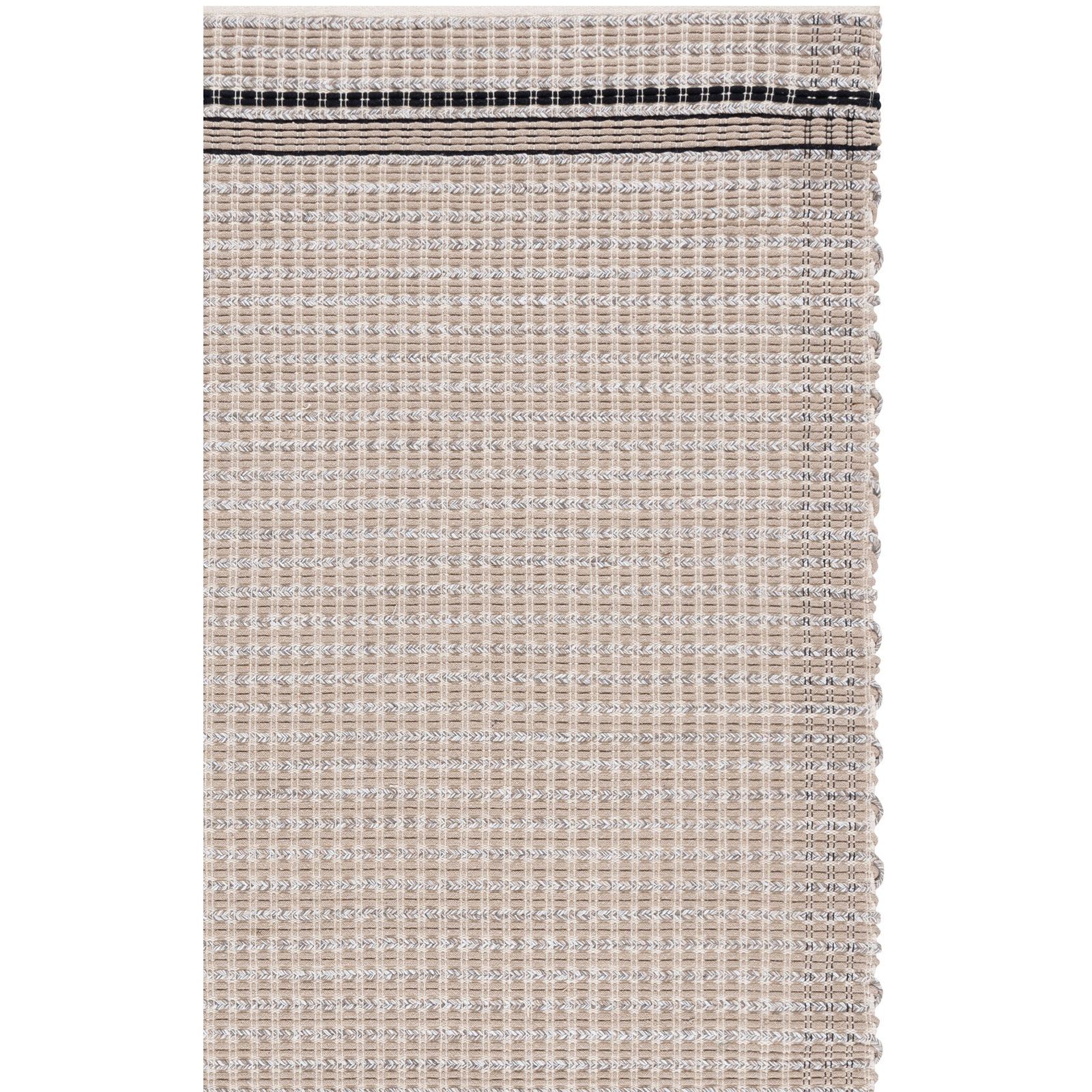 Braided 763 Hand Woven Cotton Pile Striped Rug, Rectangle 9' x 12'