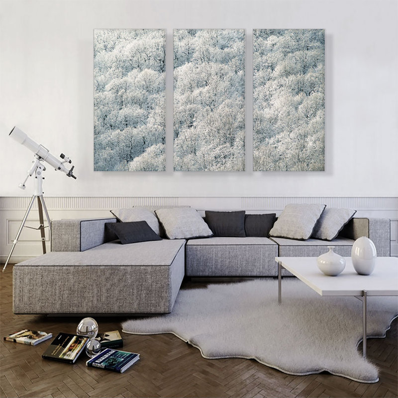 Winter Forest - ensemble de 3 reproductions de photos sur toiles tendues, H 40 po x l 60 po x 1,5 po