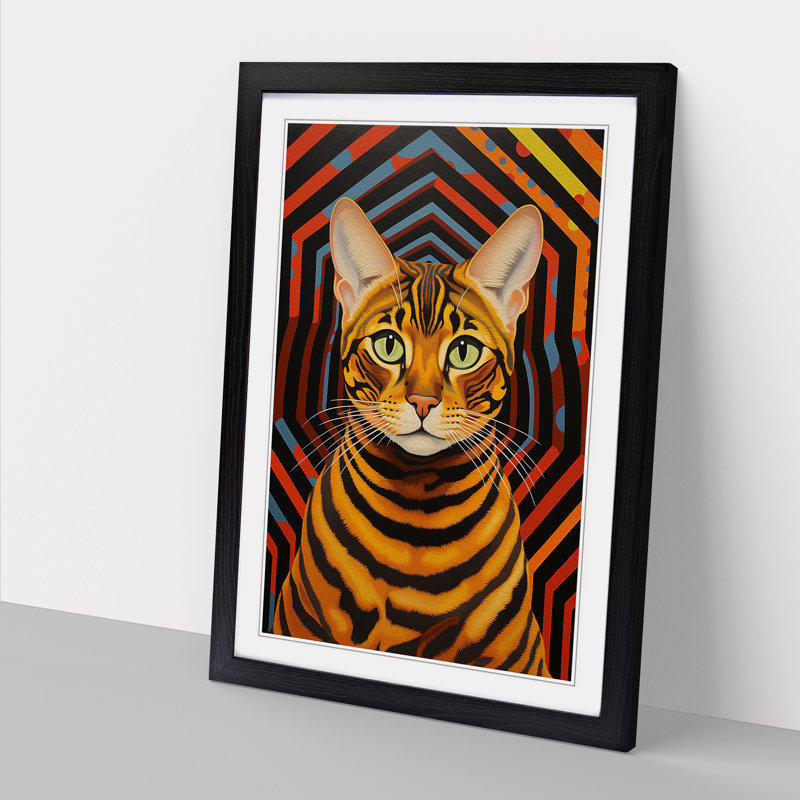 Bengal Cat Op - Framed Print, Black Framed, 34cm H x 25cm W x 2cm D