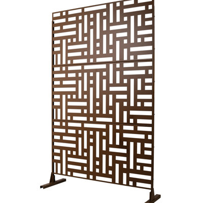 Écran d'intimité en métal l 76 po H48 po - brun. Idéal pour la terrasse, le balcon et l'intimité du patio. Utilisation extérieure et intérieure. La rouille s'estompe. Options de conception polyvalentes. Assemblage facile. Conception. À assembler