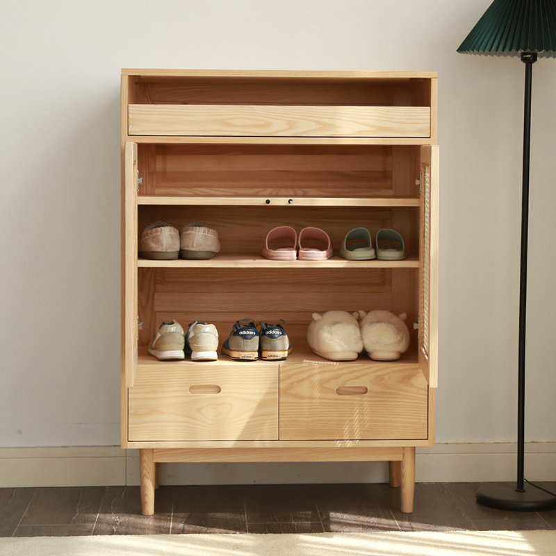 Solid wood furniture storage shoe cabinet