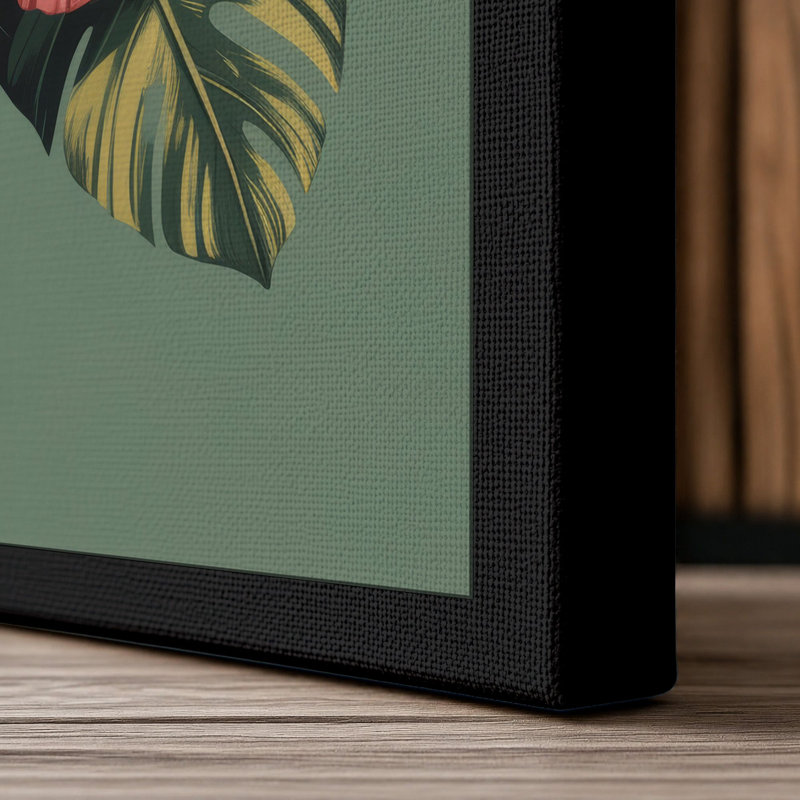 Pink Hibiscus Study Botanical - Wrapped Canvas, 18x12 - 45.7 x 30.5 cm, Black Border