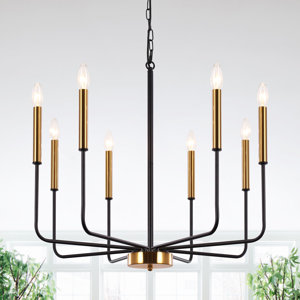 Lily-Louise 8-Light Classic / Traditional Chandelier Farmhouse Rustic Iron Candle Pendant