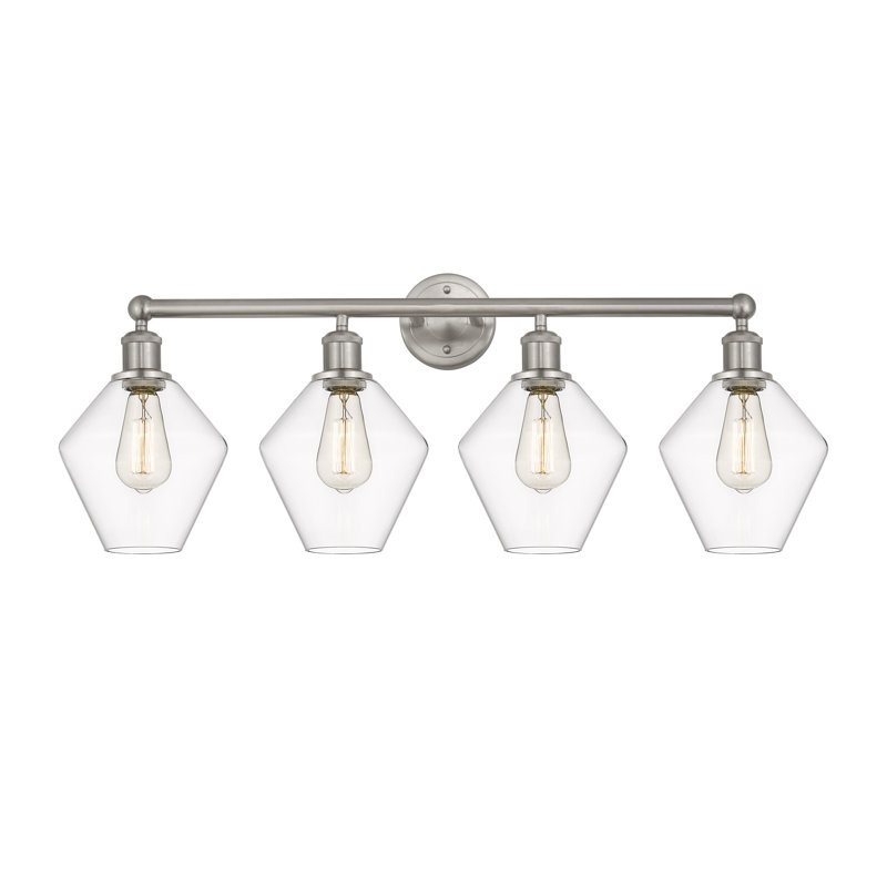Éclairage de salle de bain à intensité variable 4 lumières Amylea, Transparent, Nickel satiné