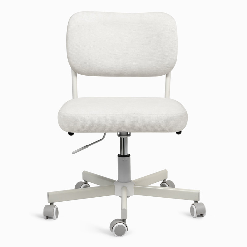Chaise de bureau rembourrée sans accoudoirs, Blanc