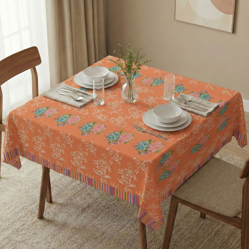 Premium Tablecloth (55 x 55 Inches), 50% Cotton & 50% Polyester, Washable & Ironable | Machine Wash Safe at 86°F, Tumble Dryer Safe | Elegant Design for Dining Room & Special Occasions, Easy Care & Durable