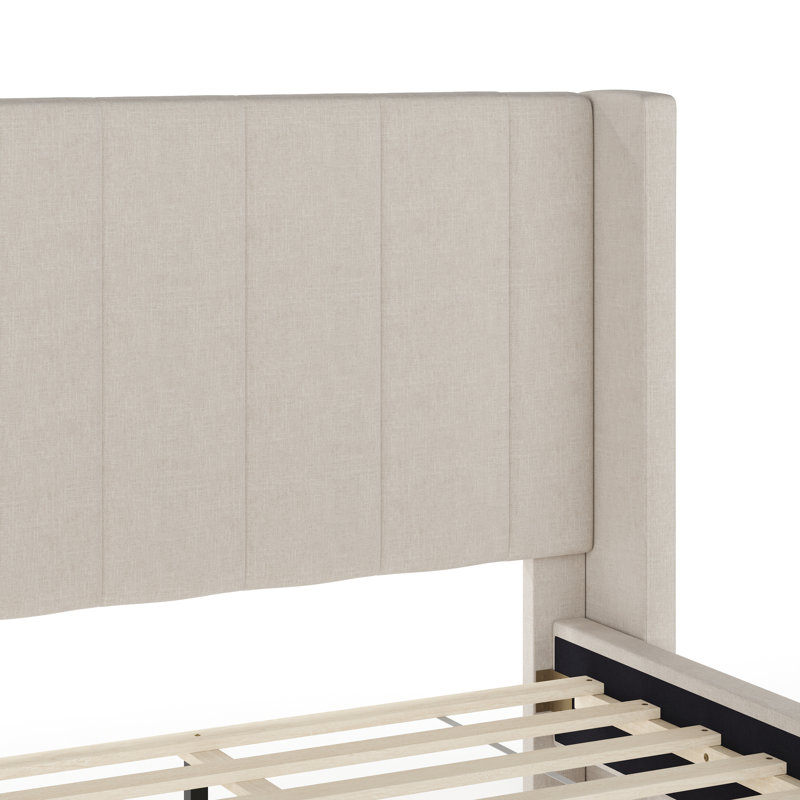Lit plateforme tapissier Martha Stewart Kay, Beige, Très grand