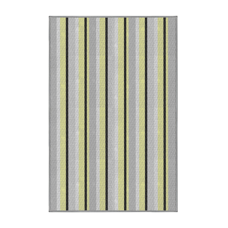 Tapis jaune à rayures Milner, Rectangle 5 pi x 7 pi
